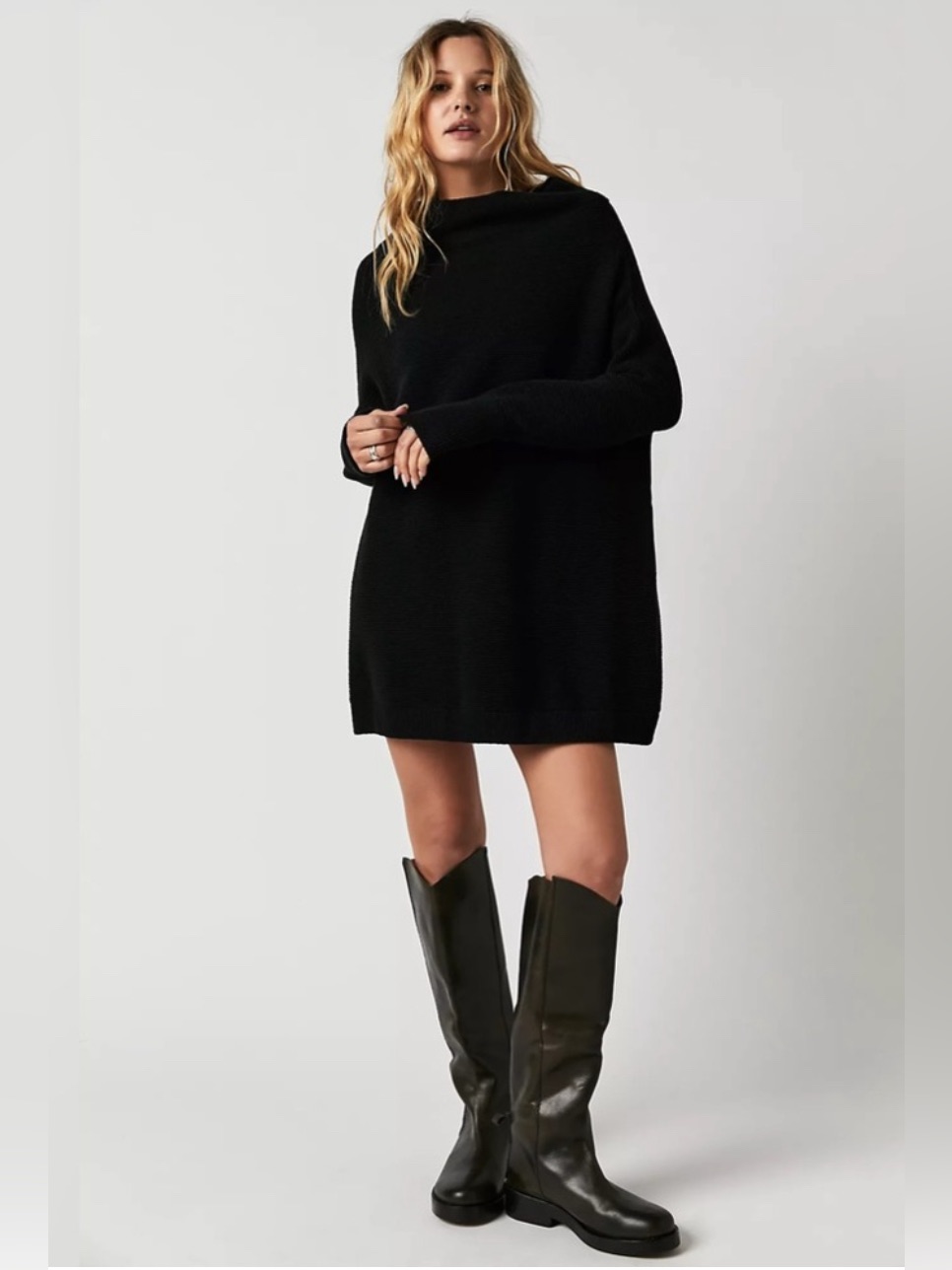 Nwt Free People Ottoman Slouchy Tunic Sweater Black Size Large Oversized
